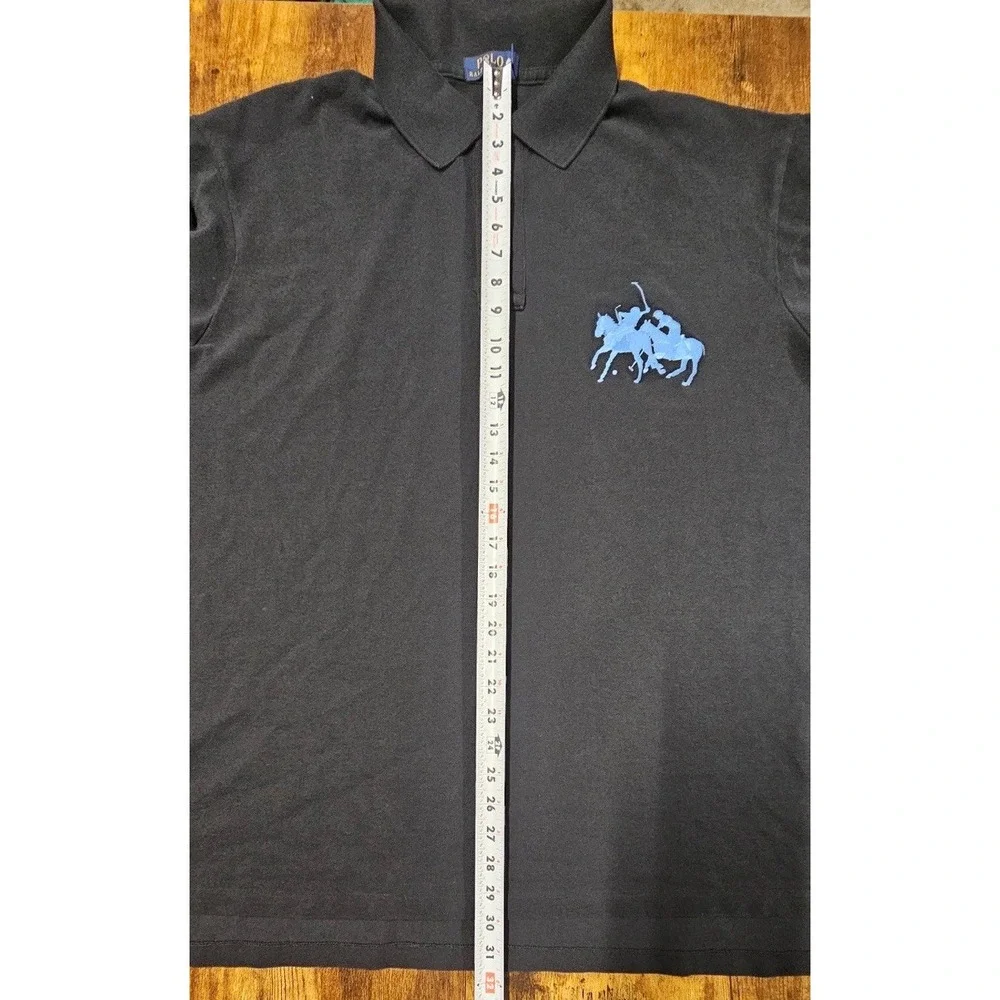 Polo Ralph Lauren Shirt Men 2XLT Tall Black Double Jockey Big Pony Long Sleeve